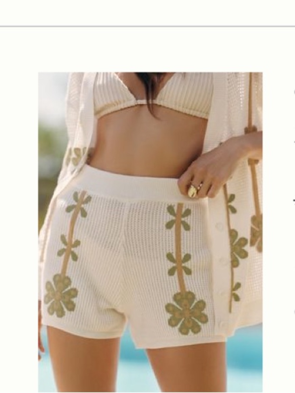 Anthropologie’s  Celandine Cotton Pointelle Surf Shorts — Ivory